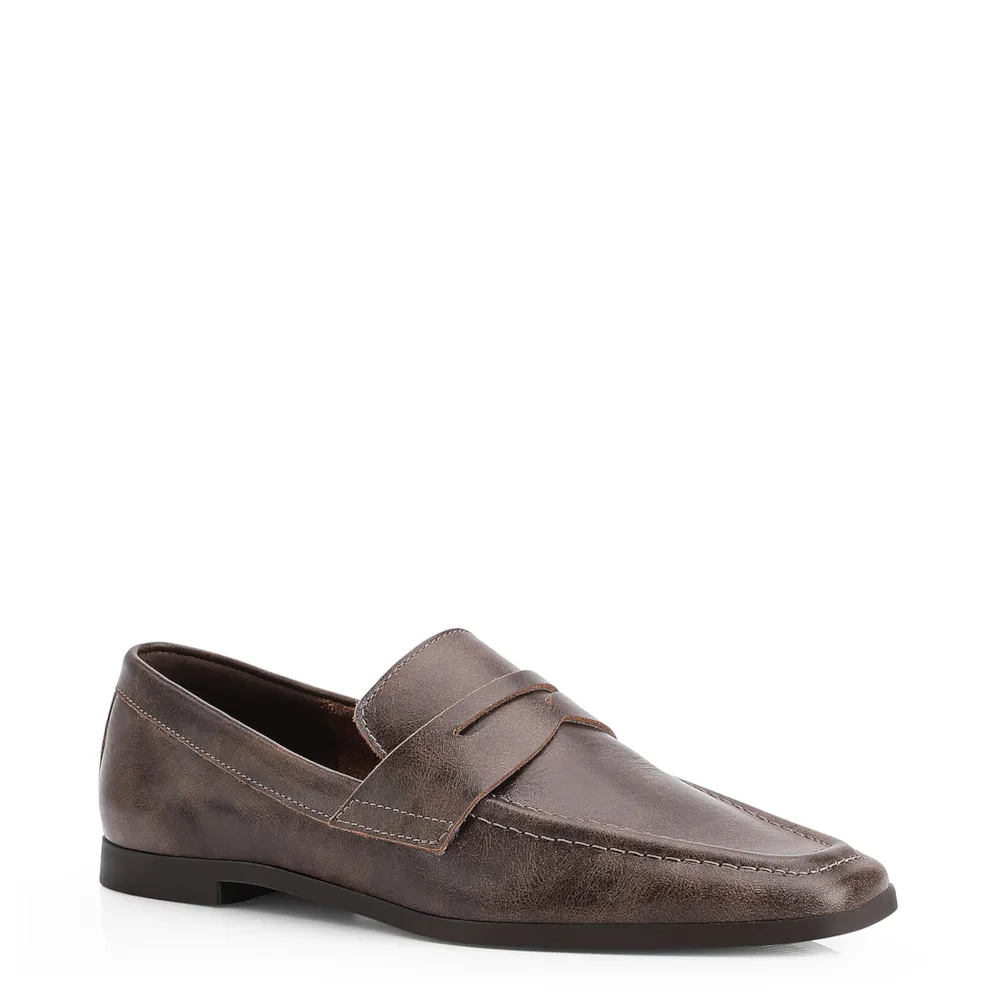 Mocassim Couro Estonado Marrom