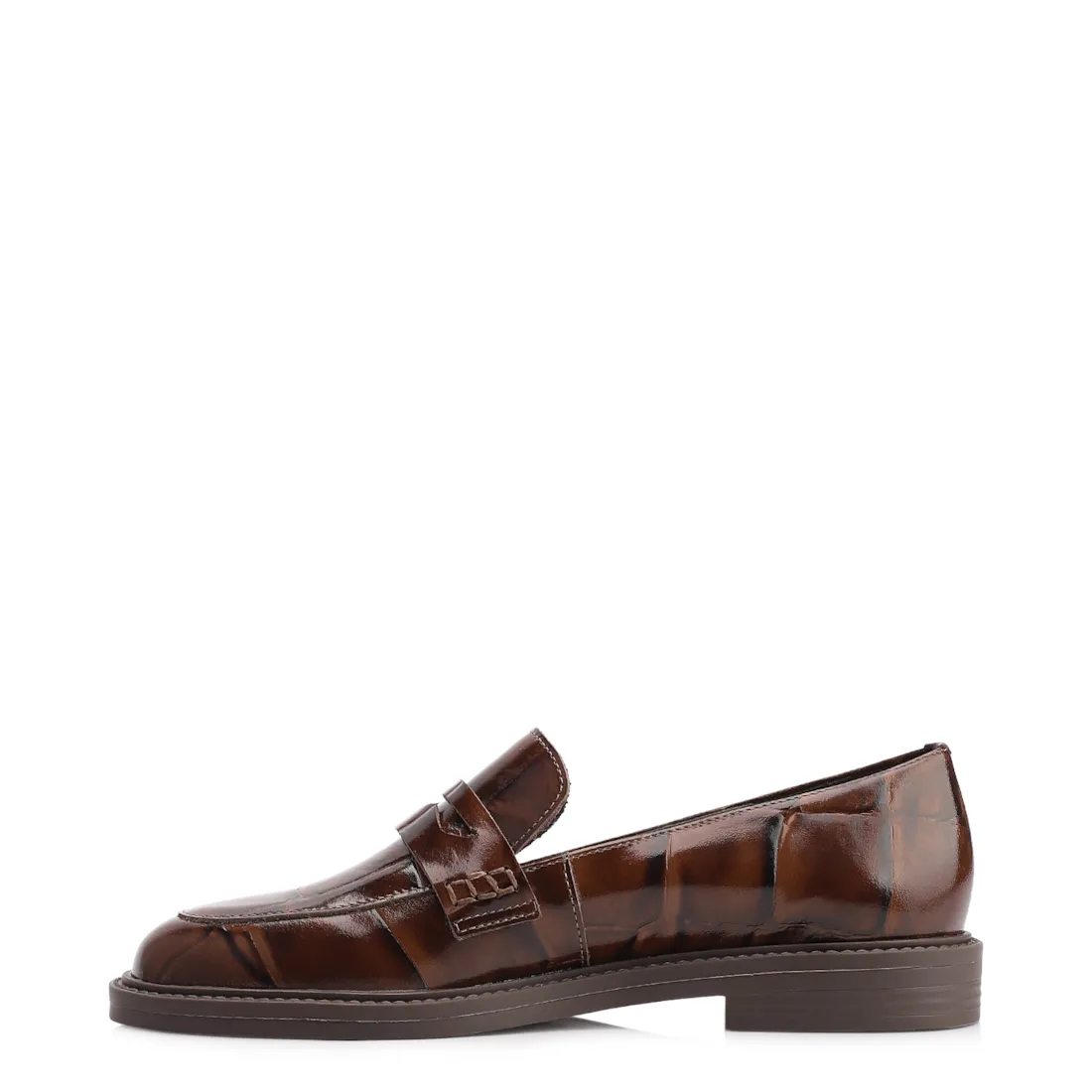 Mocassim Couro Maxi Croco Marrom - foto 5