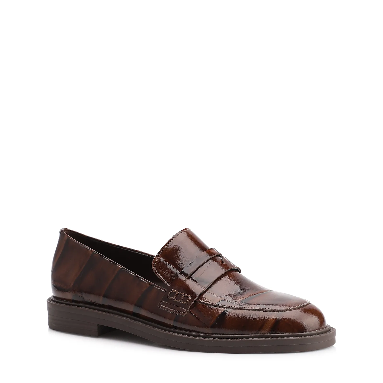 Mocassim Couro Maxi Croco Marrom