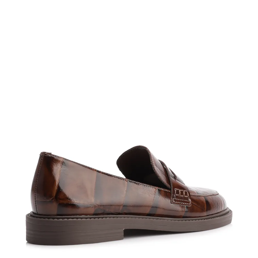 Mocassim Couro Maxi Croco Marrom - imagem 4