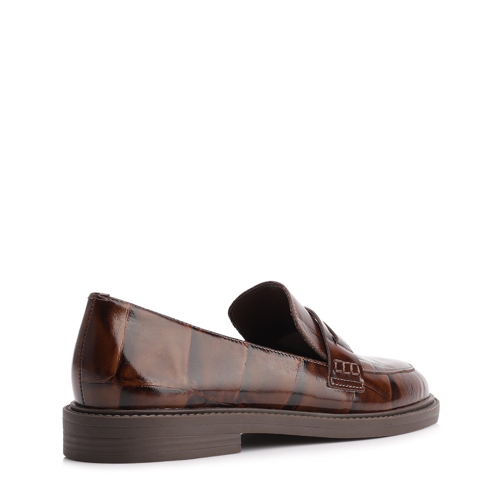 Mocassim Couro Maxi Croco Marrom