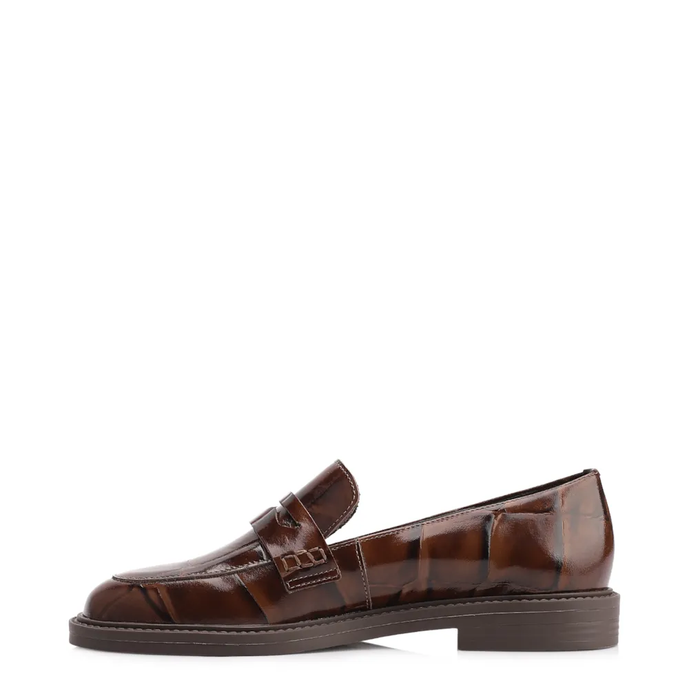 Mocassim Couro Maxi Croco Marrom - imagem 5