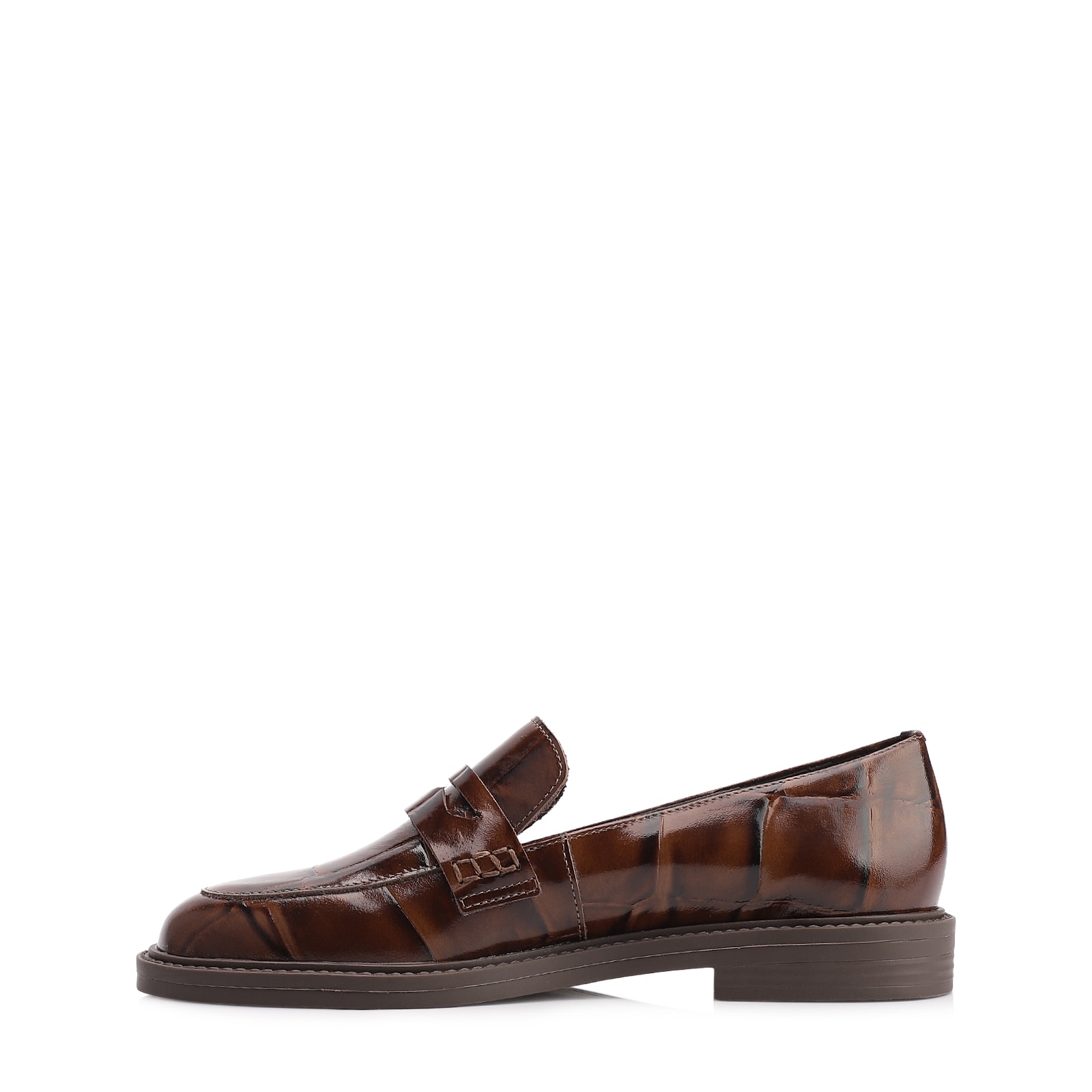 Mocassim Couro Maxi Croco Marrom