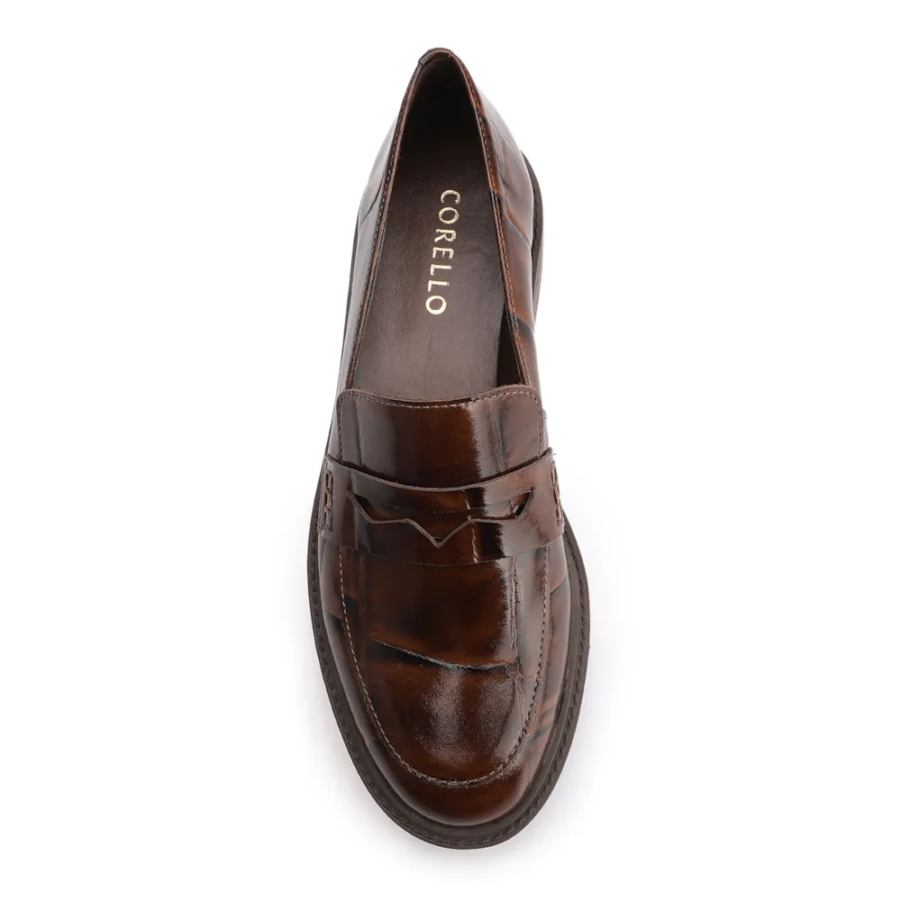 Mocassim Couro Maxi Croco Marrom - imagem 6