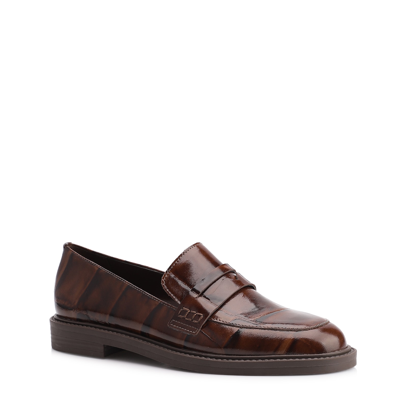 Mocassim Couro Maxi Croco Marrom