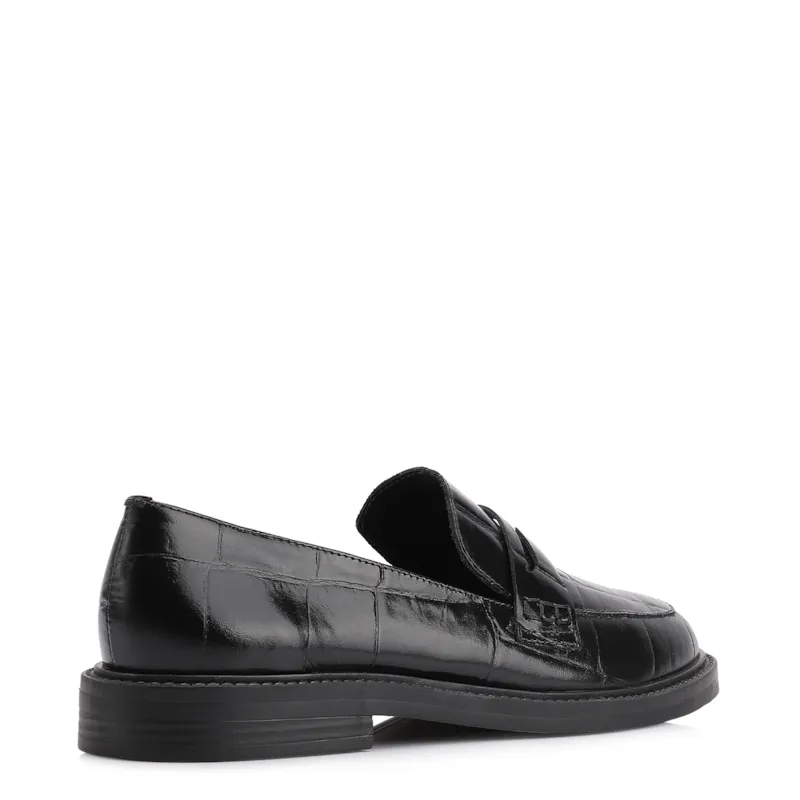 Mocassim Couro Maxi Croco Preto - foto 3