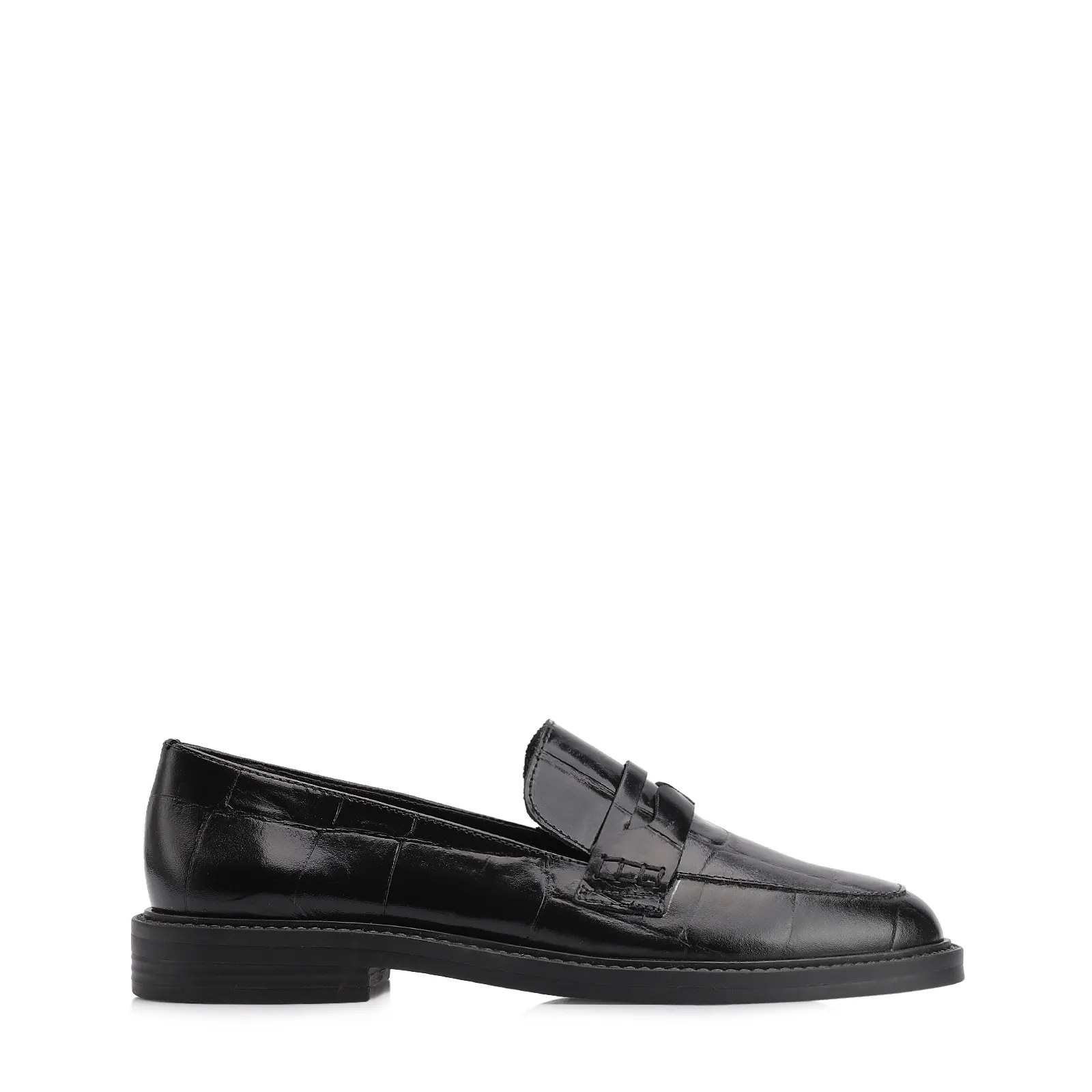 Mocassim Couro Maxi Croco Preto