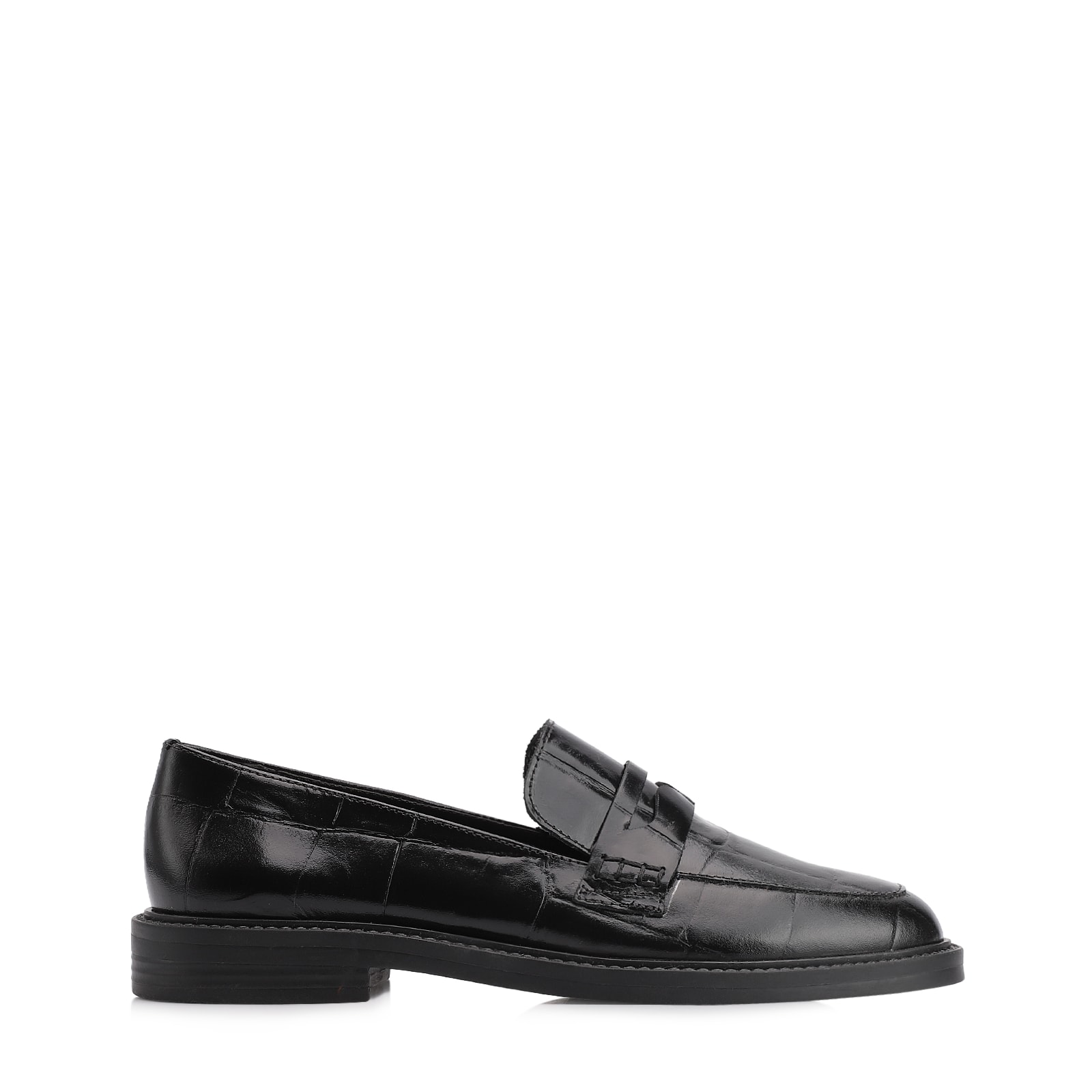 Mocassim Couro Maxi Croco Preto