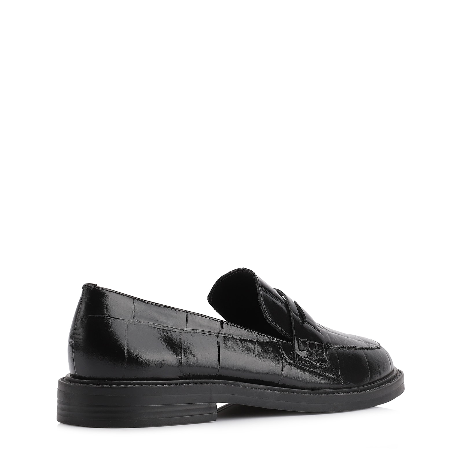 Mocassim Couro Maxi Croco Preto