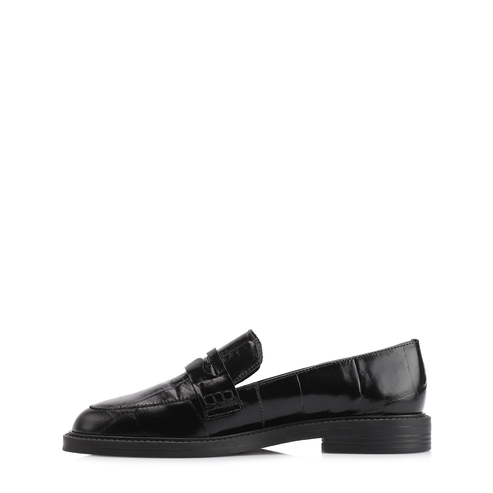 Mocassim Couro Maxi Croco Preto