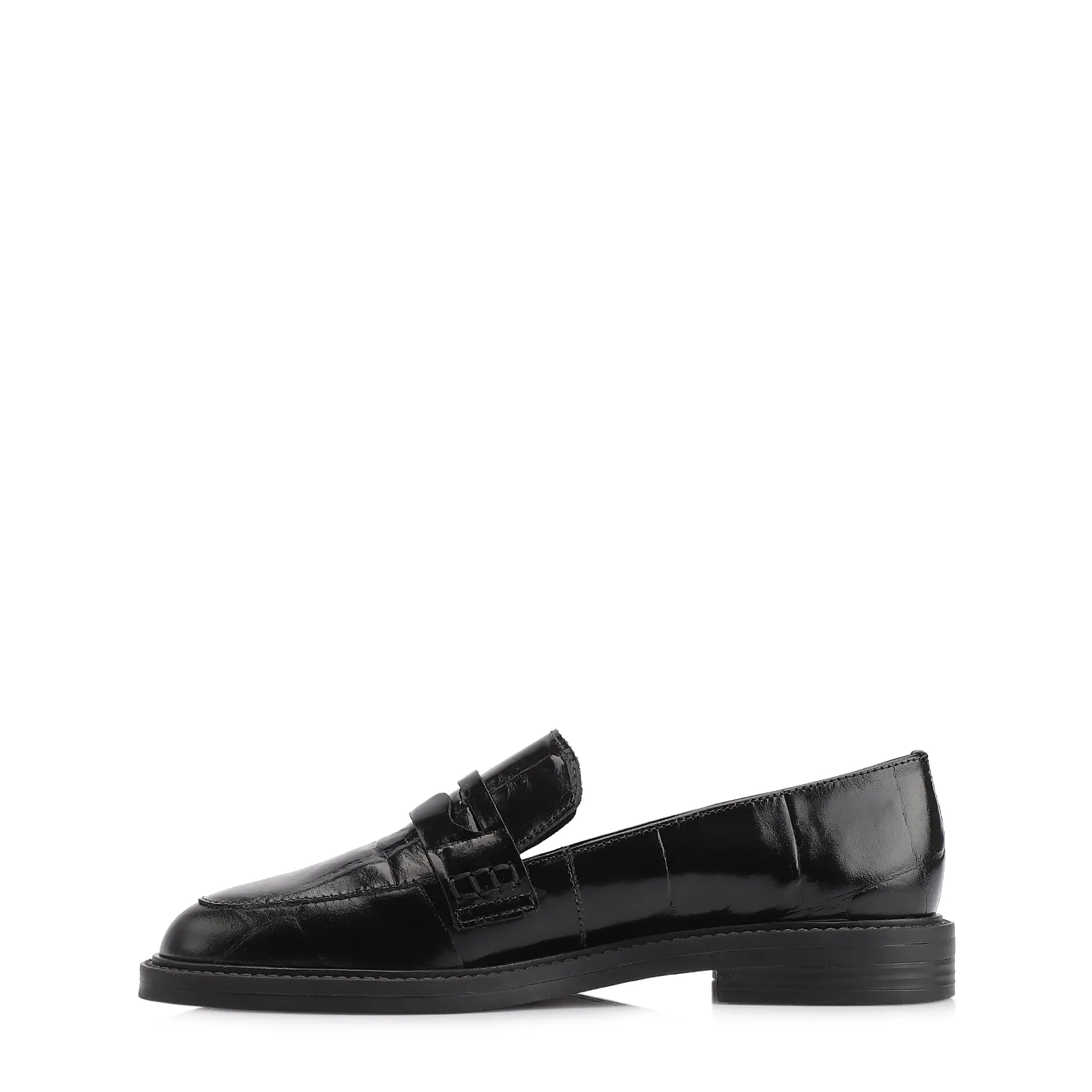 Mocassim Couro Maxi Croco Preto