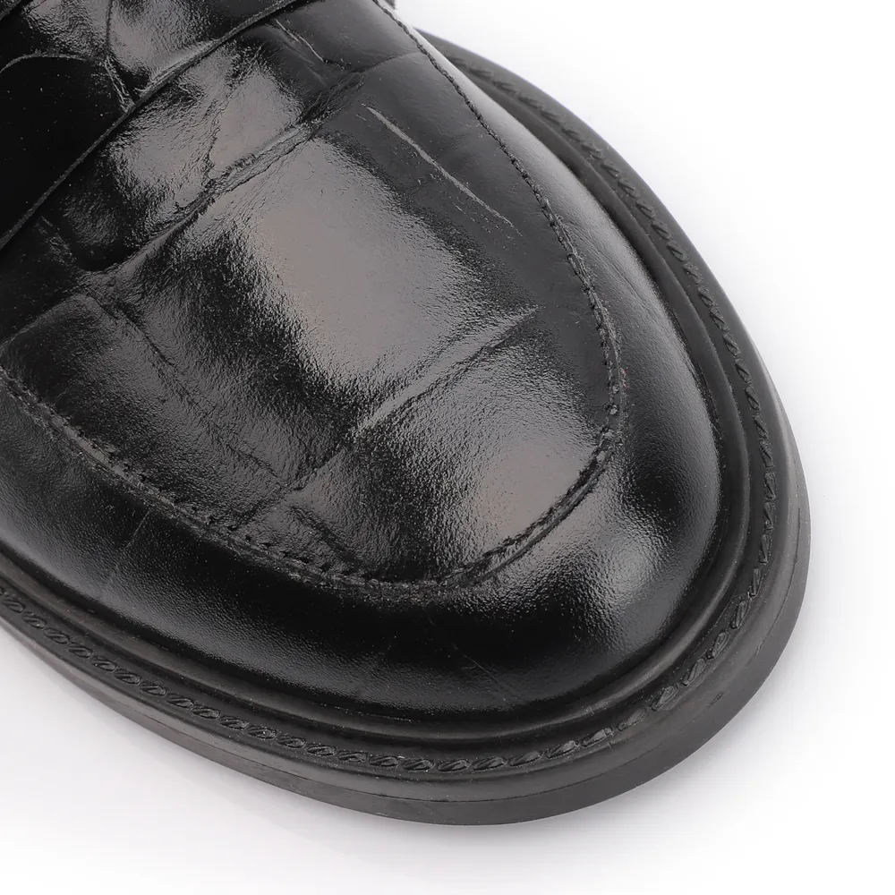 Mocassim Couro Maxi Croco Preto - imagem 6