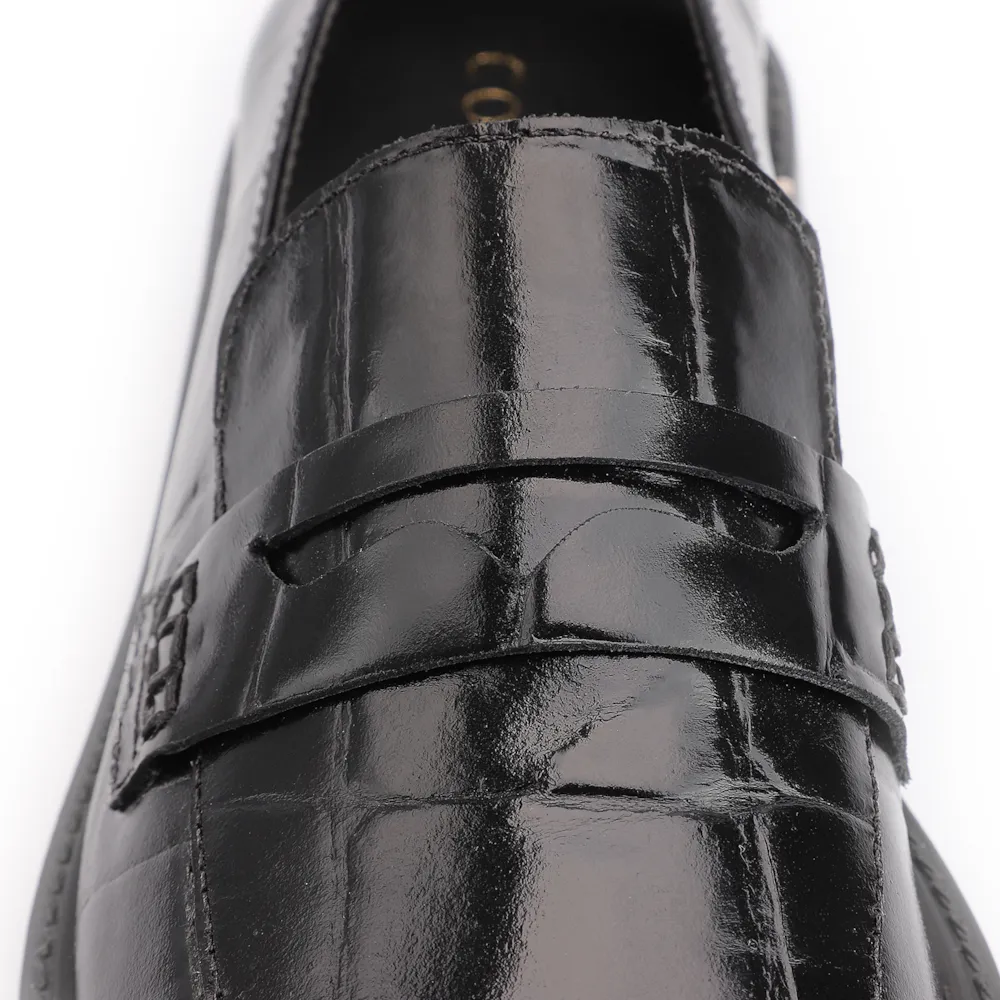 Mocassim Couro Maxi Croco Preto - imagem 7