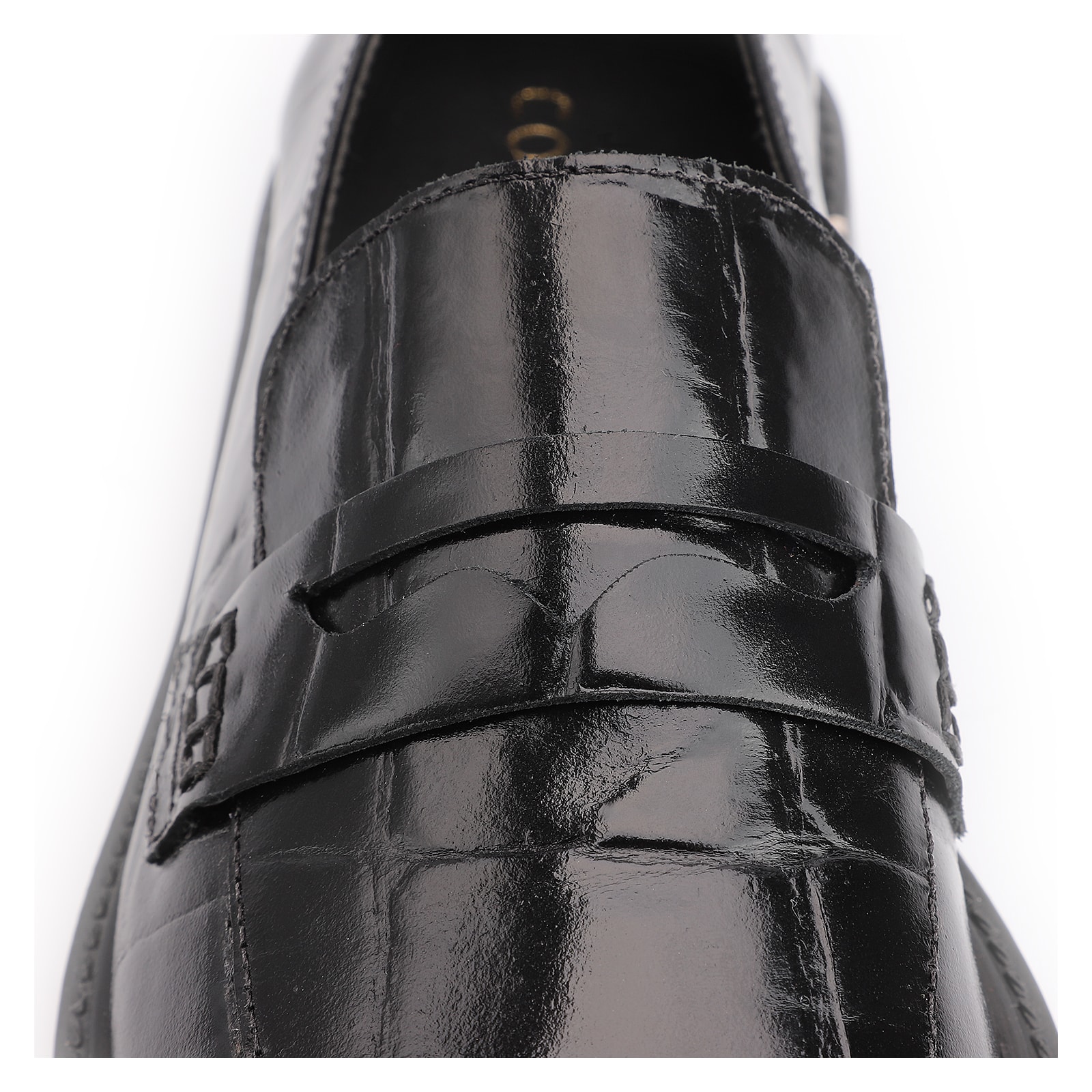 Mocassim Couro Maxi Croco Preto