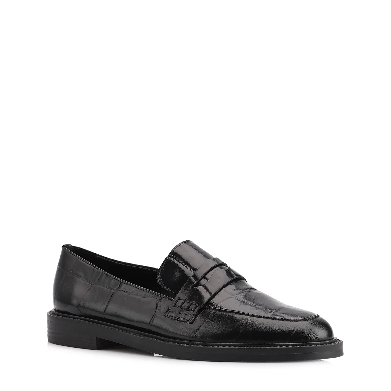 Mocassim Couro Maxi Croco Preto