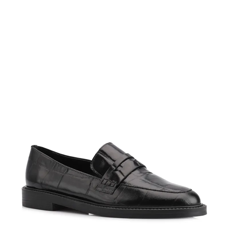 Mocassim Couro Maxi Croco Preto