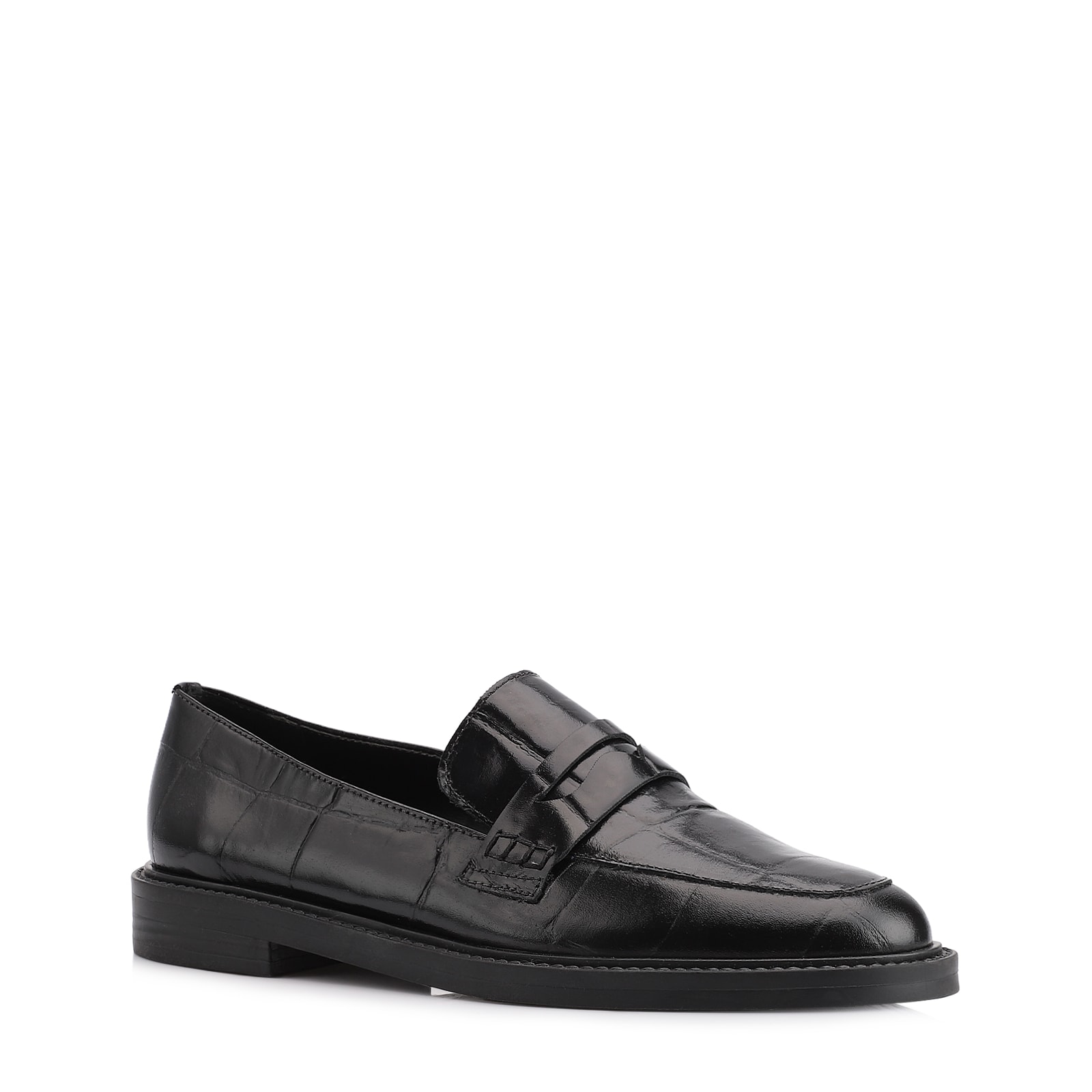 Mocassim Couro Maxi Croco Preto