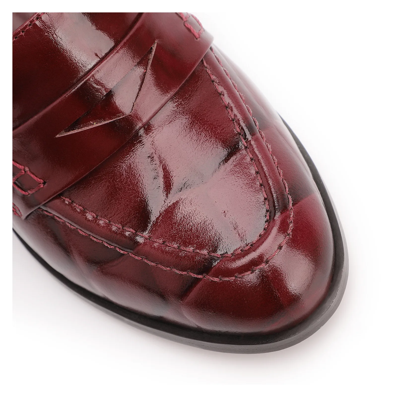 Mocassim Couro Maxi Croco Vinho