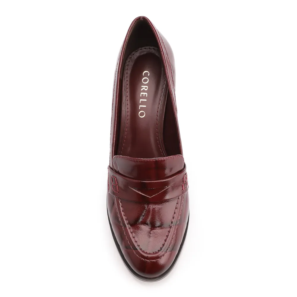 Mocassim Couro Maxi Croco Vinho - imagem 5