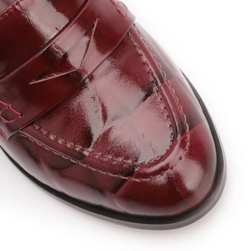 Mocassim Couro Maxi Croco Vinho - imagem 6