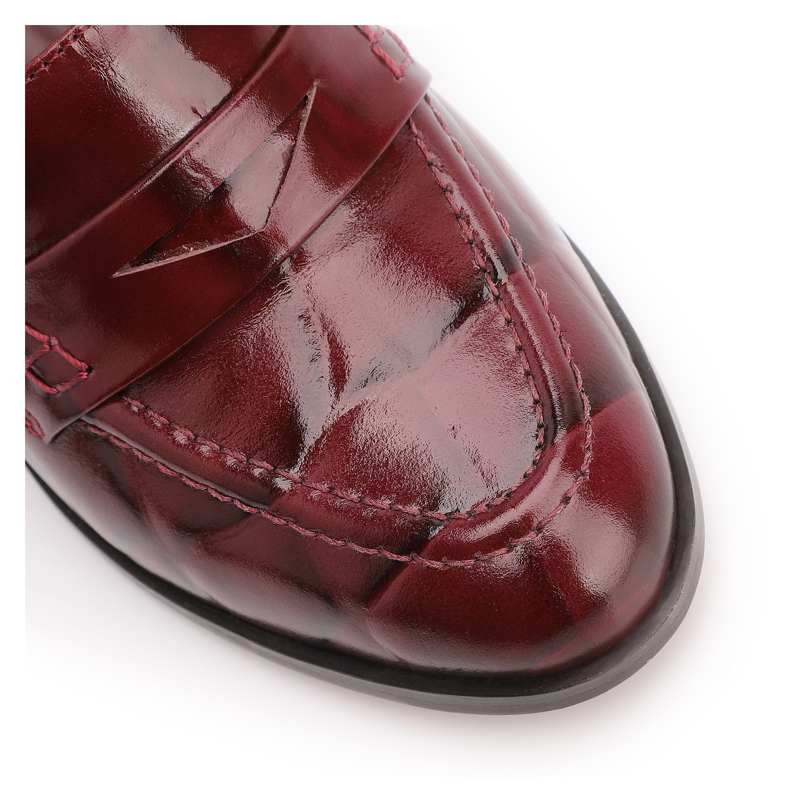 Mocassim Couro Maxi Croco Vinho