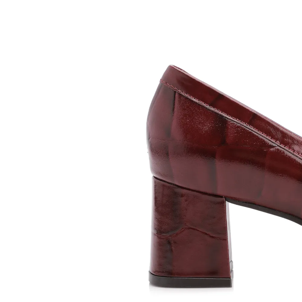 Mocassim Couro Maxi Croco Vinho - imagem 7