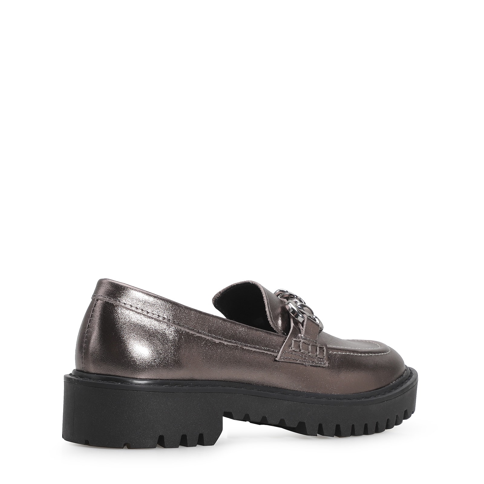 Mocassim Couro Prata