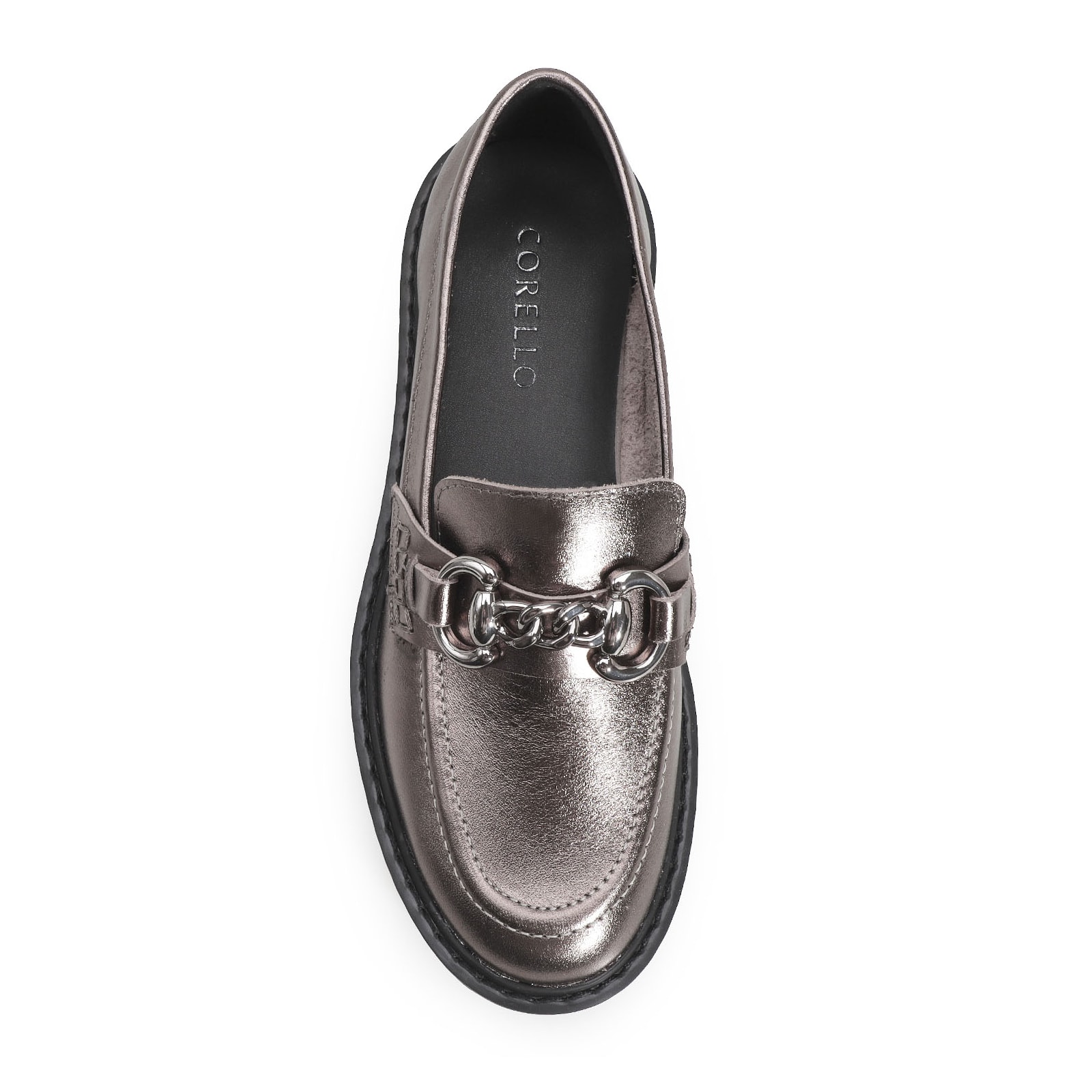 Mocassim Couro Prata