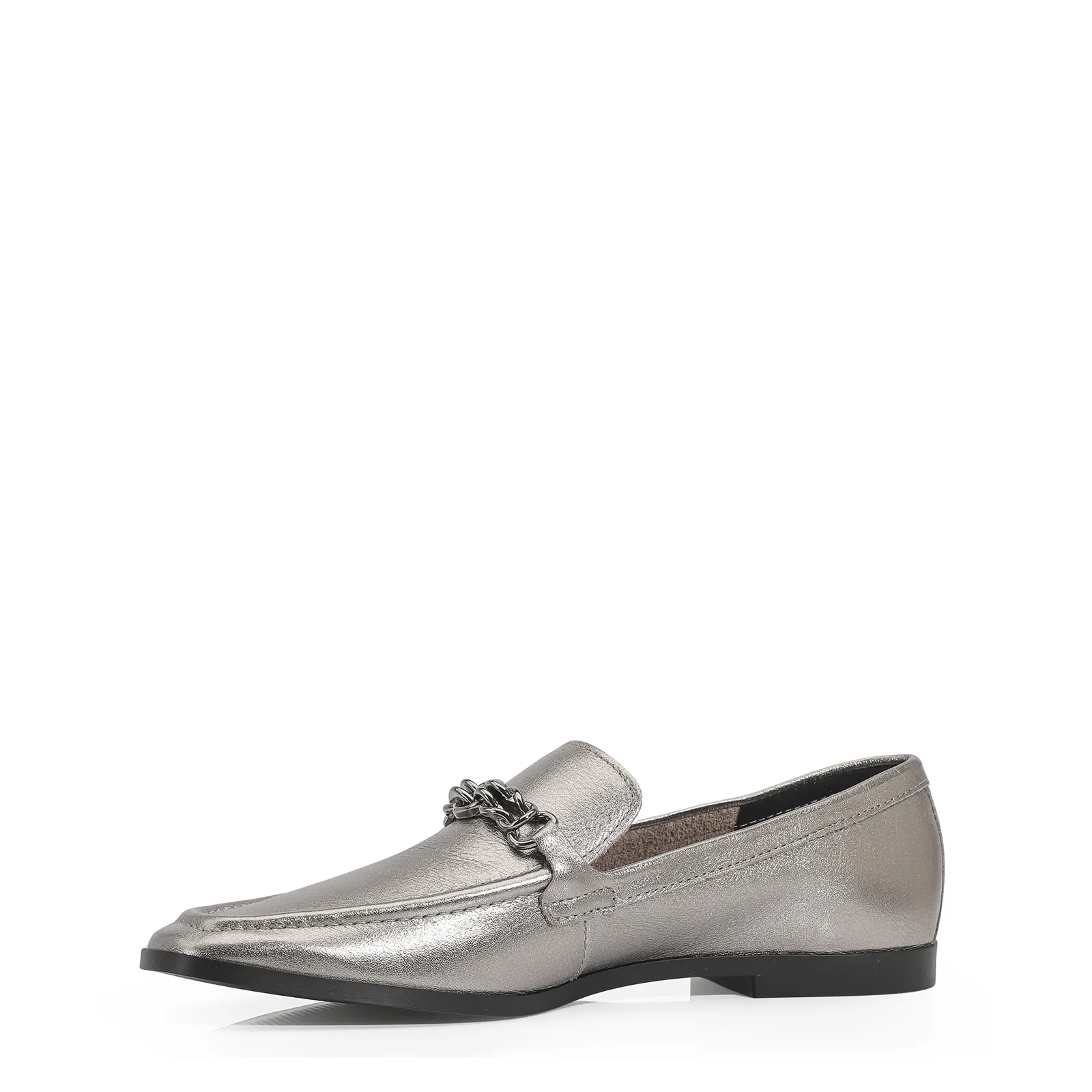 Mocassim Couro Prata