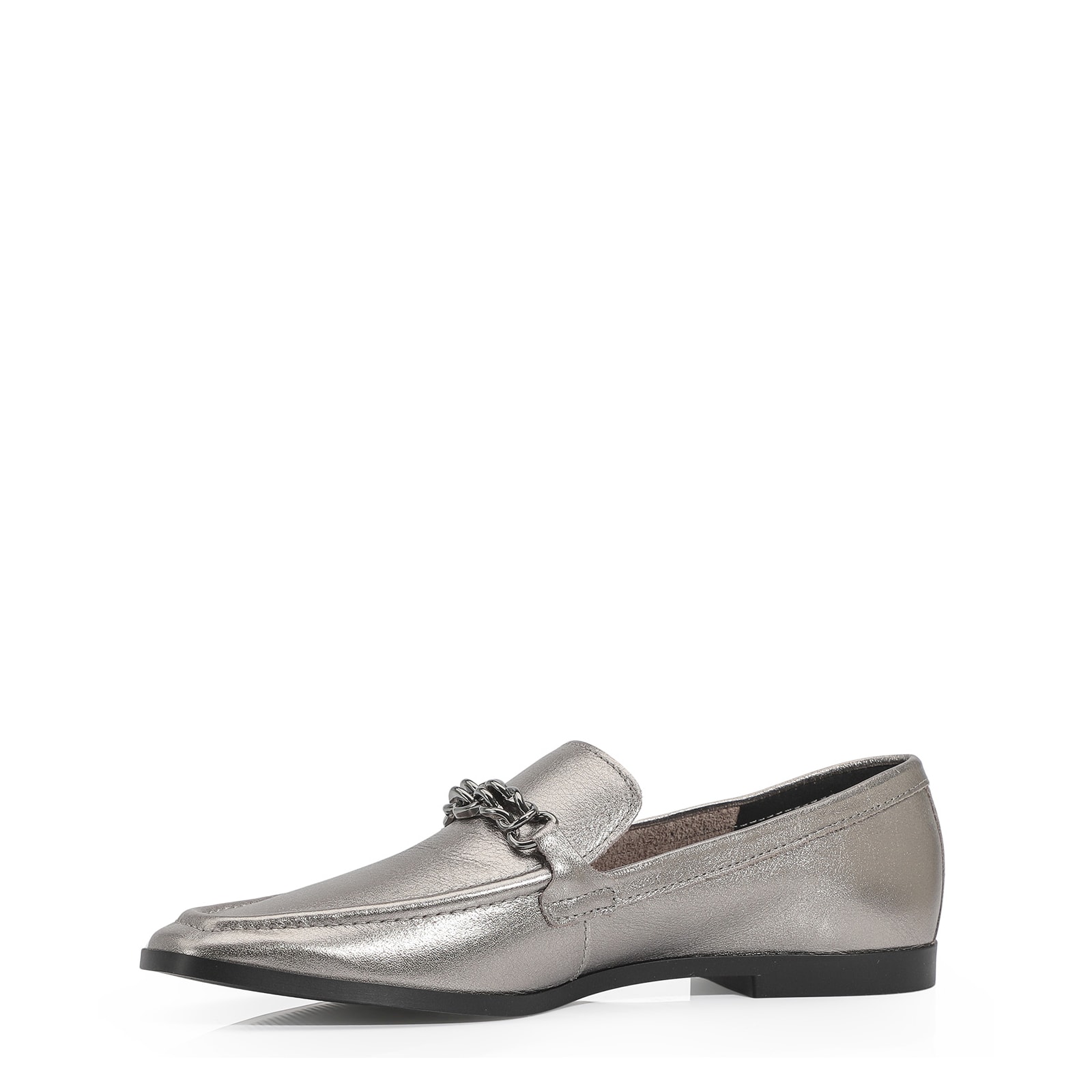 Mocassim Couro Prata