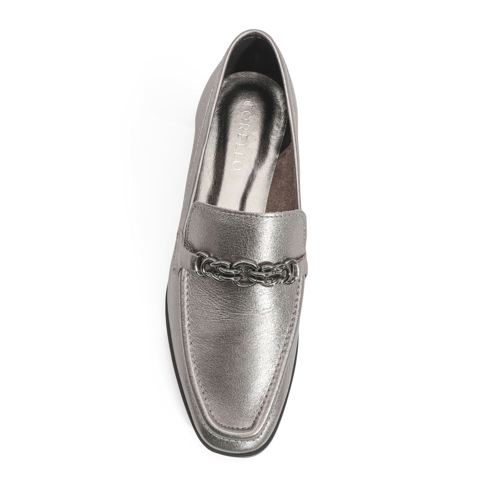 Mocassim Couro Prata