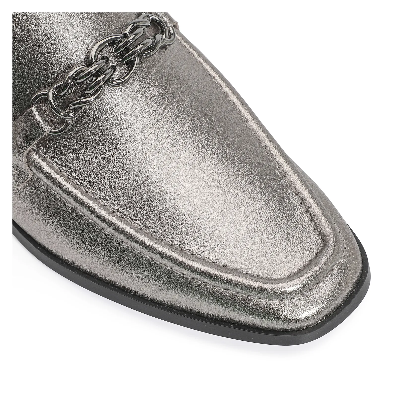 Mocassim Couro Prata