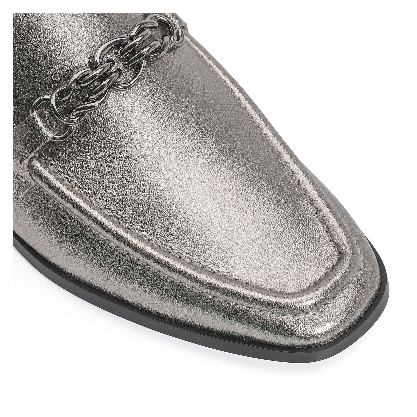 Mocassim Couro Prata