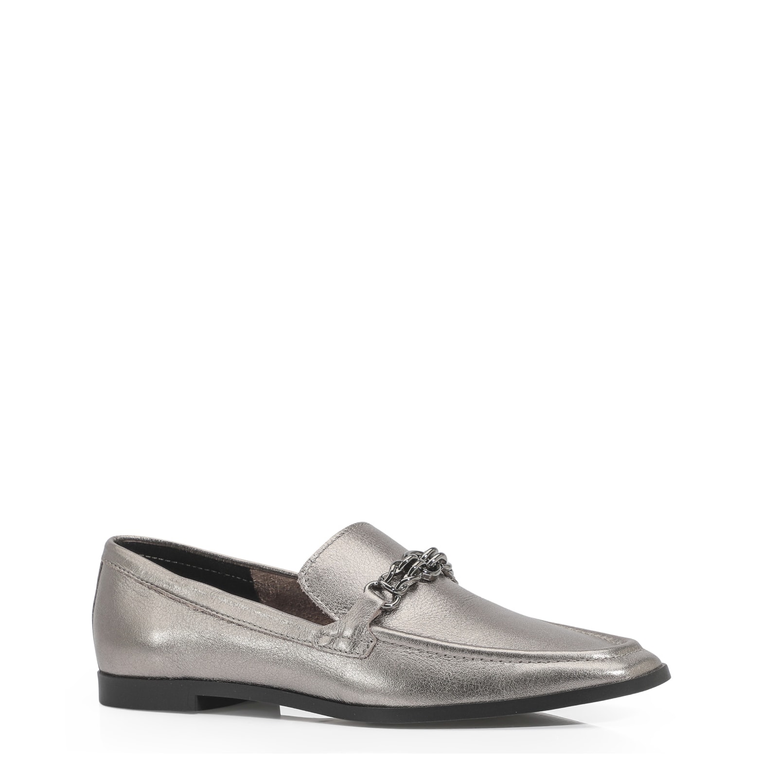 Mocassim Couro Prata