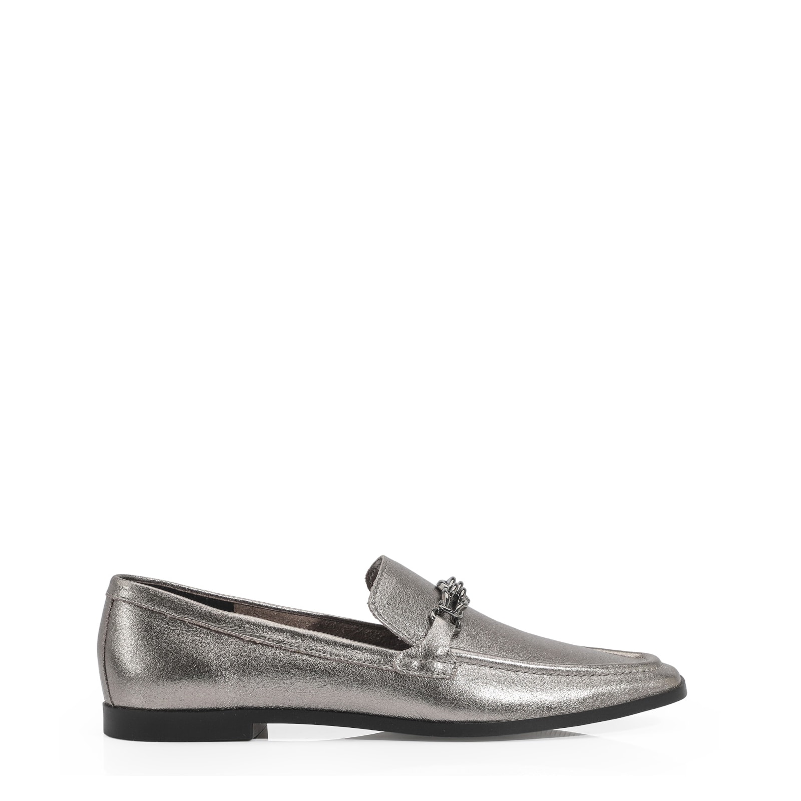 Mocassim Couro Prata