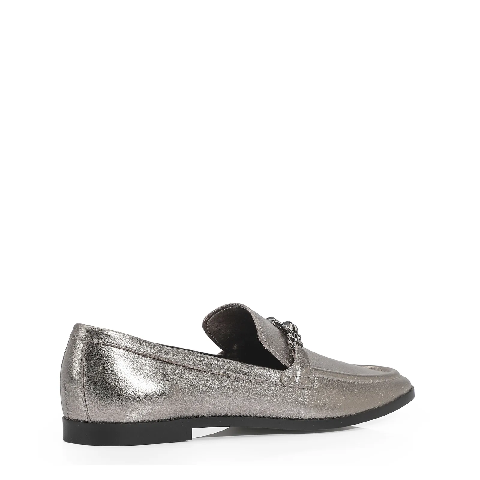 Mocassim Couro Prata