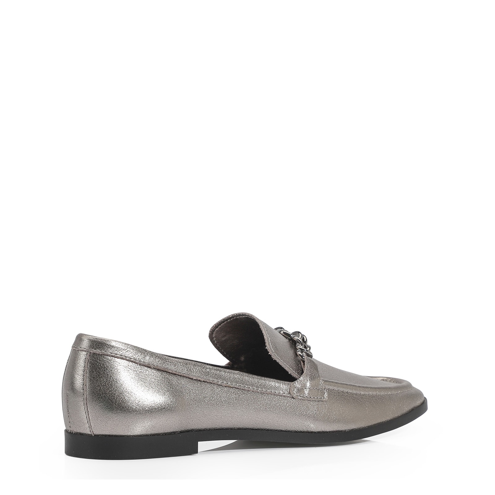 Mocassim Couro Prata
