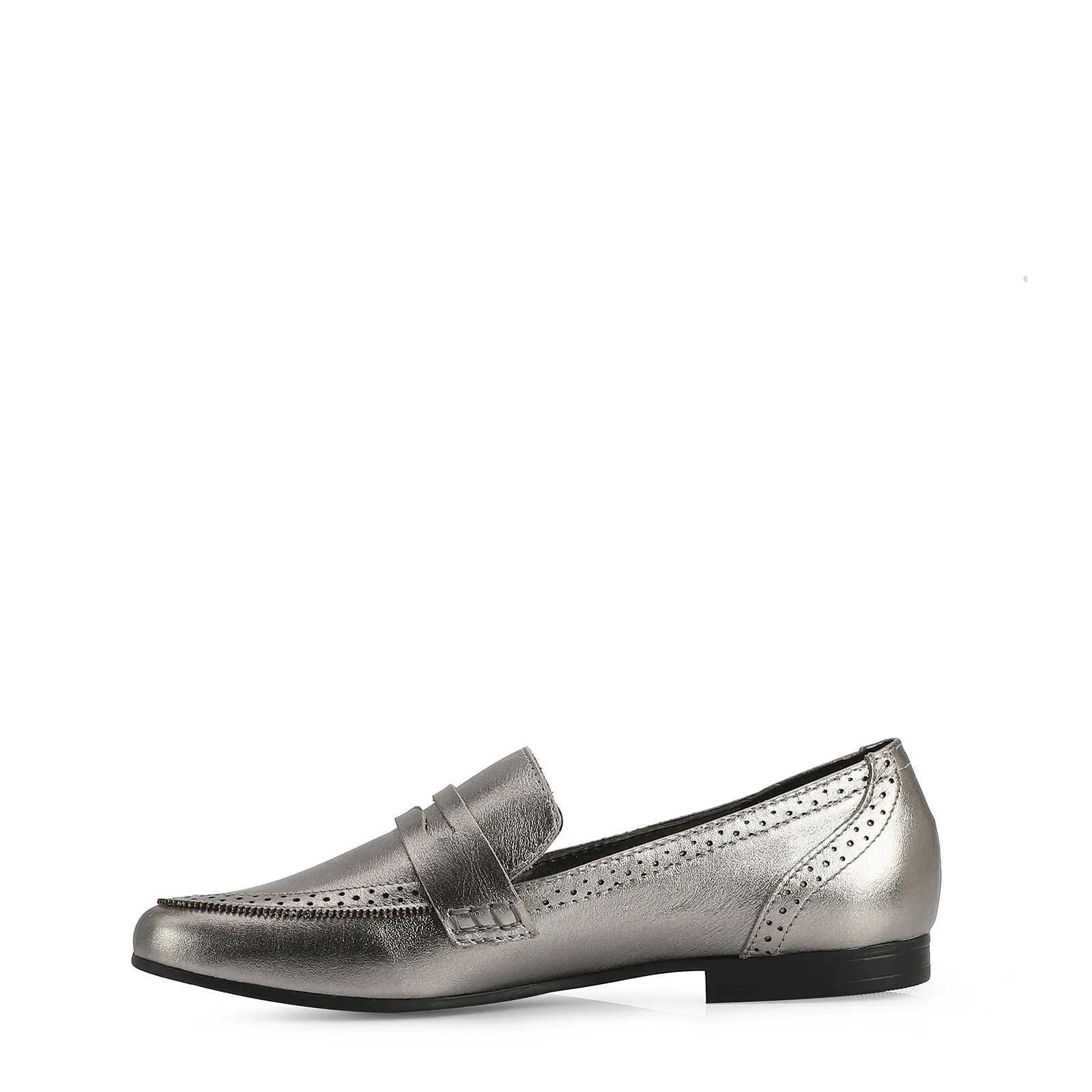 Mocassim Couro Prata