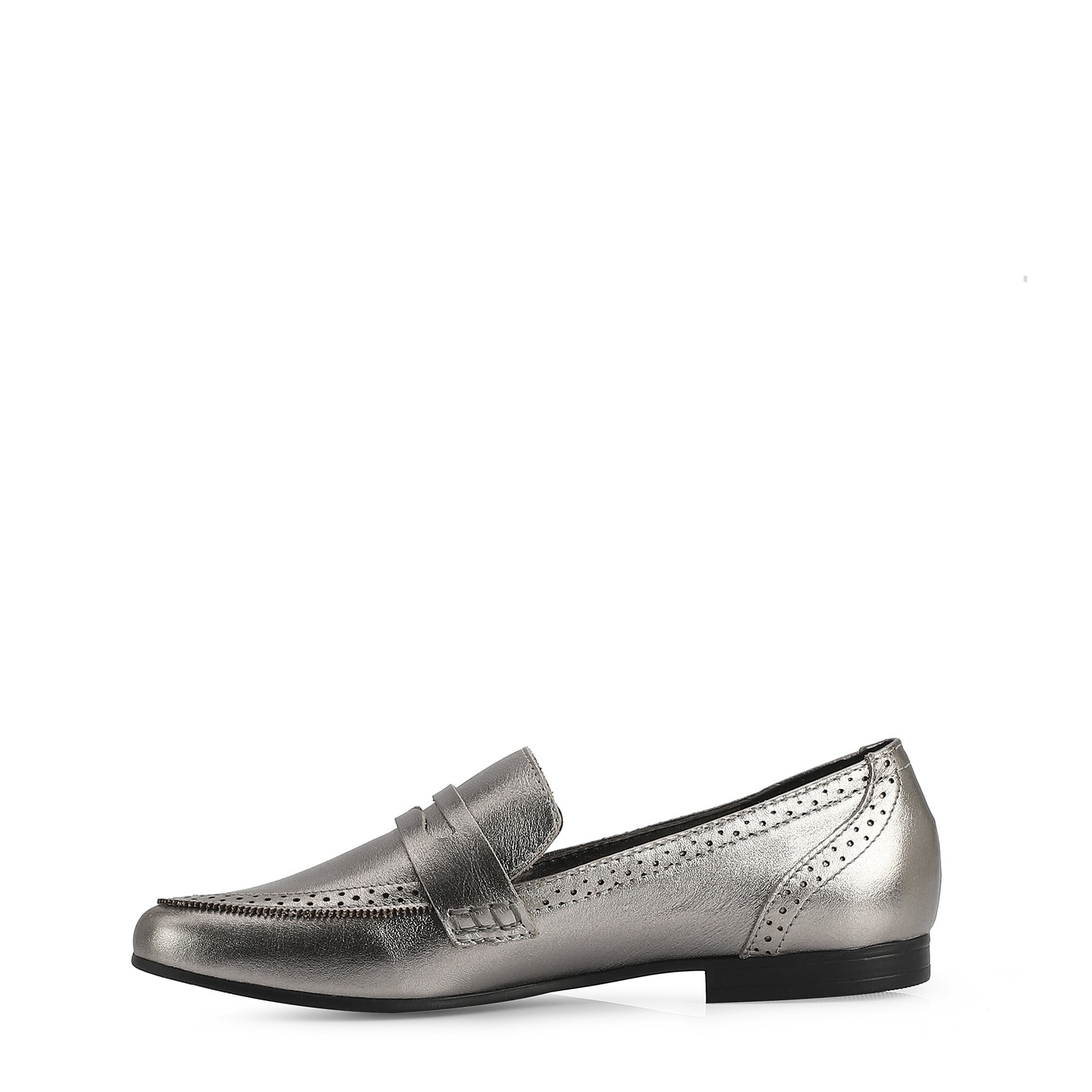 Mocassim Couro Prata
