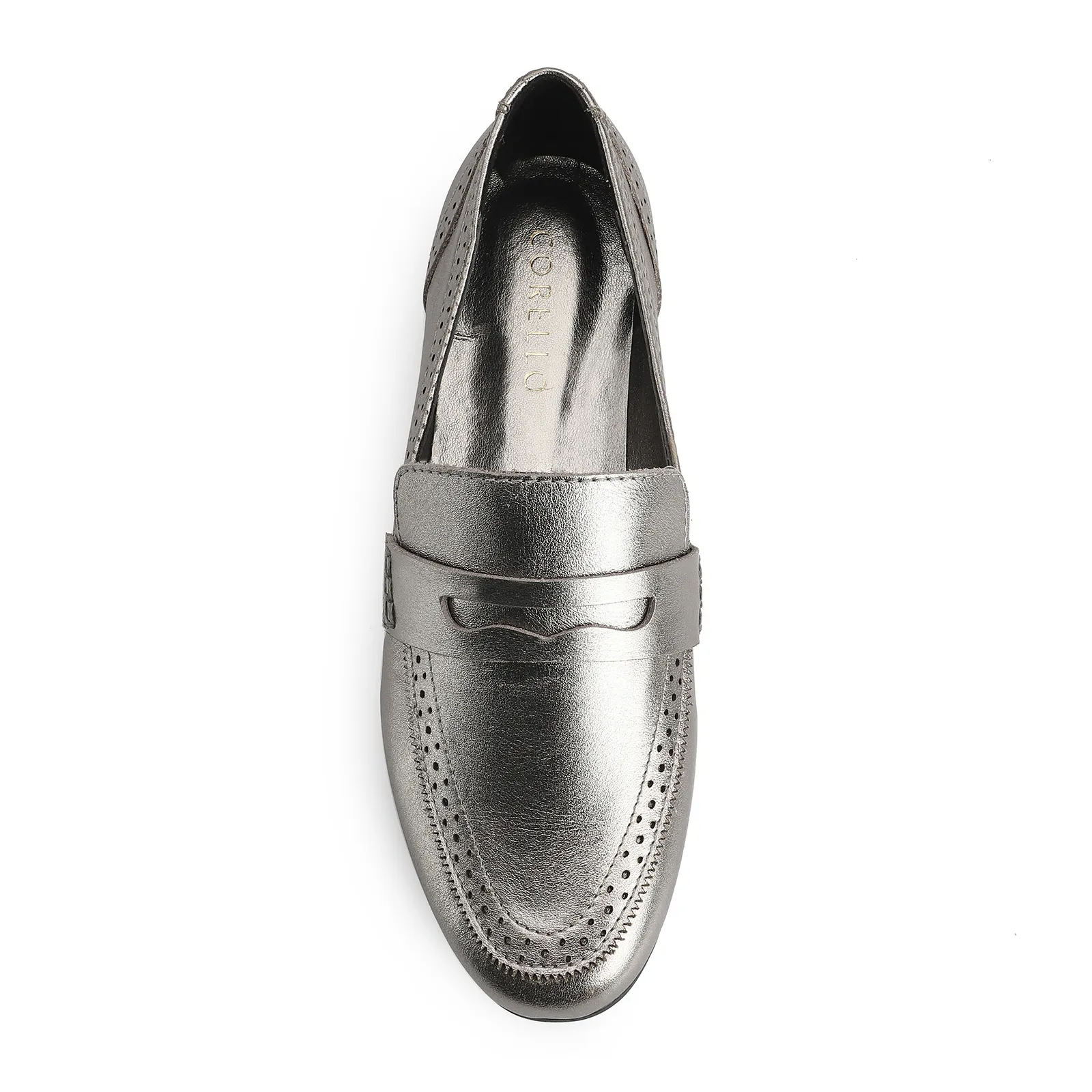 Mocassim Couro Prata
