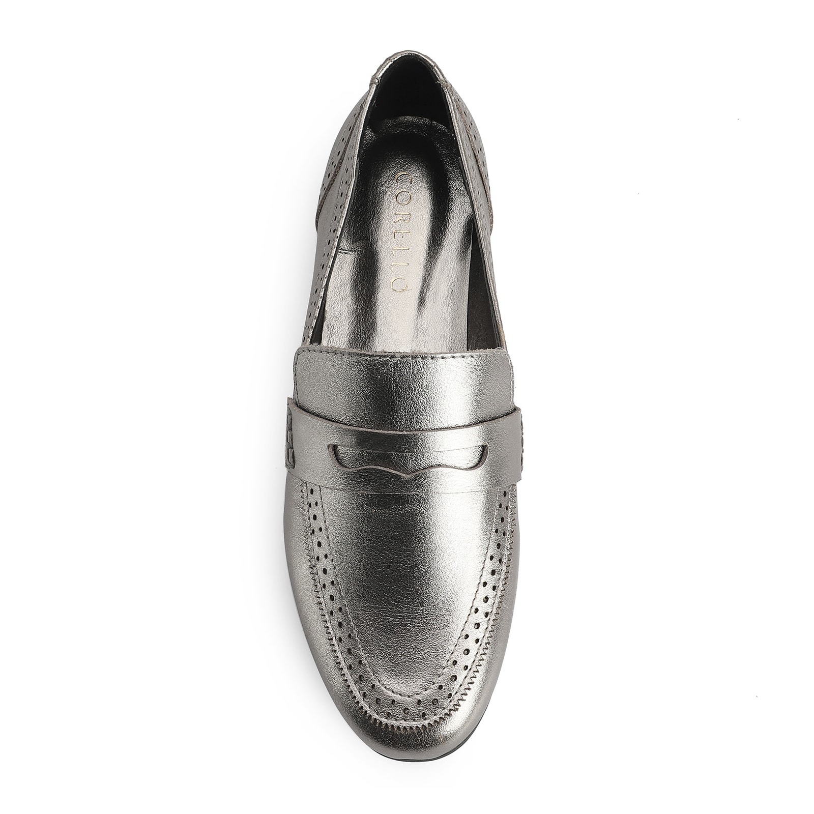 Mocassim Couro Prata