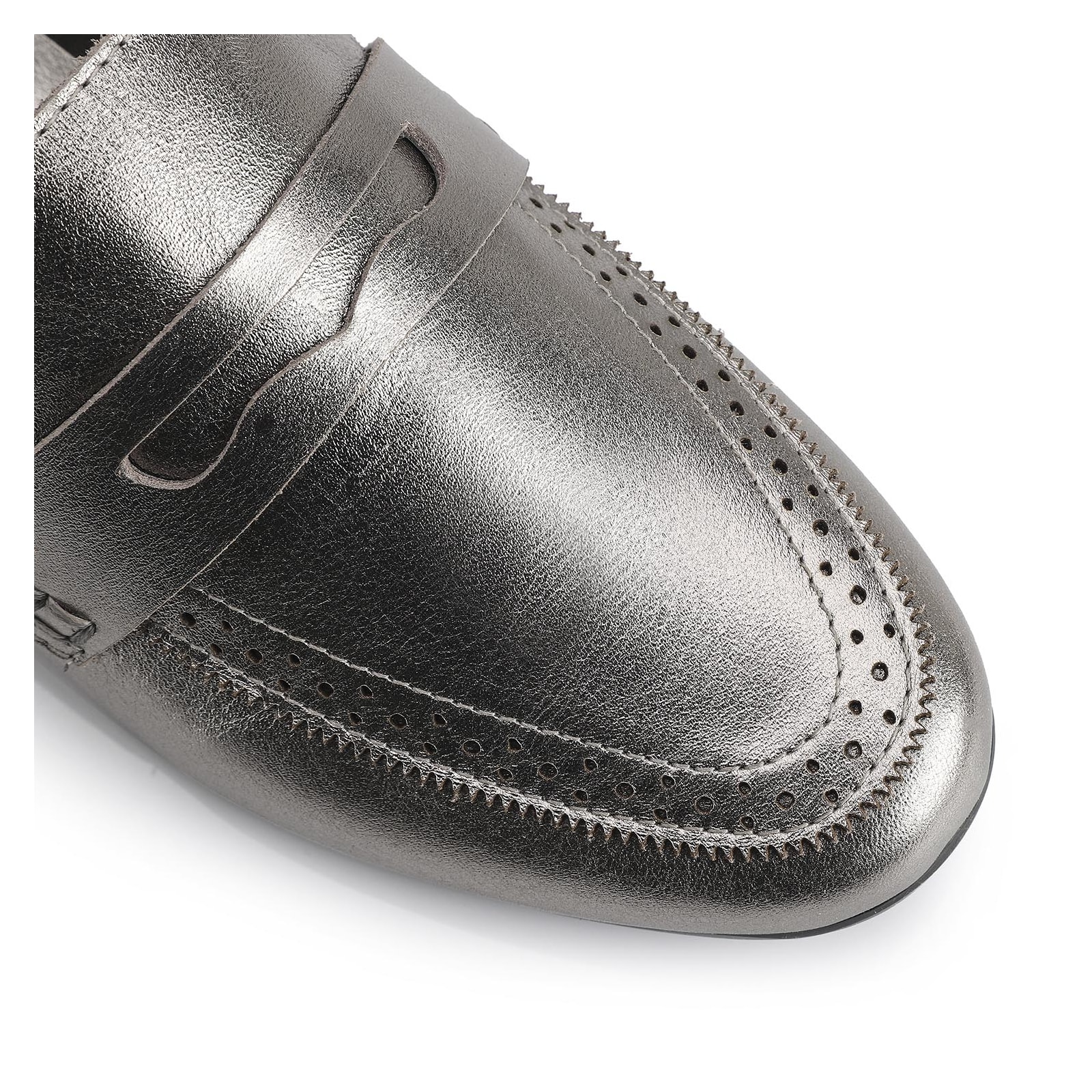 Mocassim Couro Prata