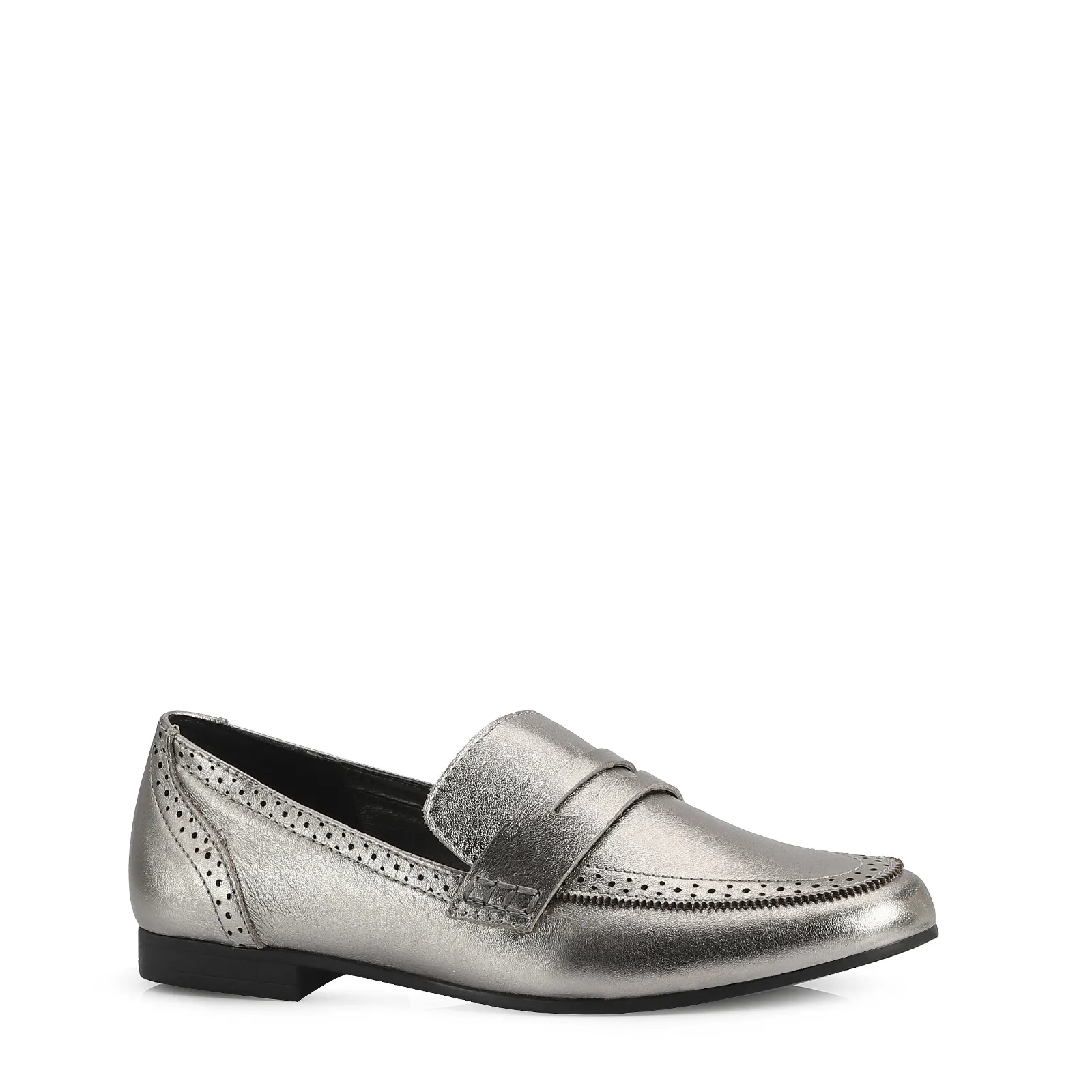Mocassim Couro Prata