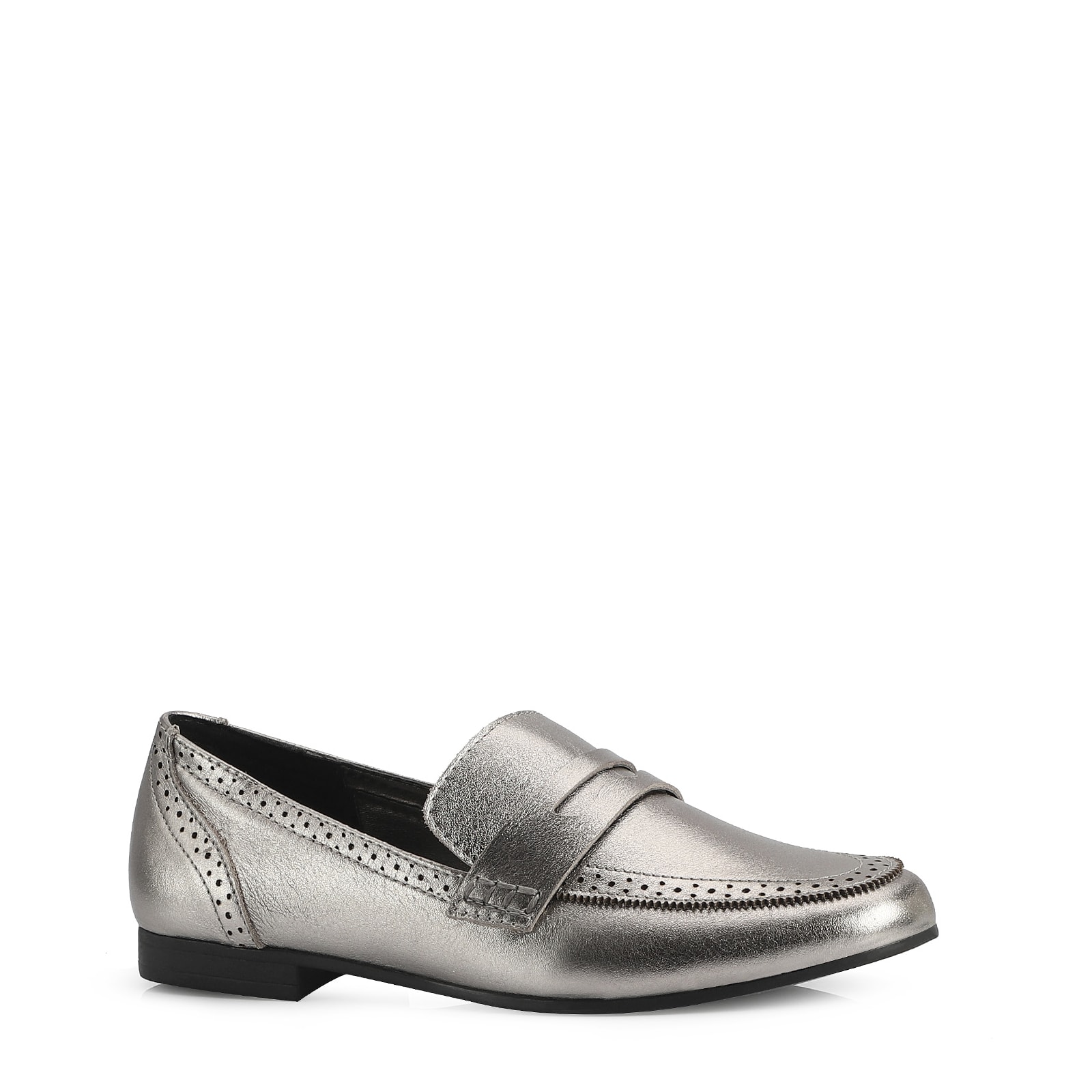 Mocassim Couro Prata
