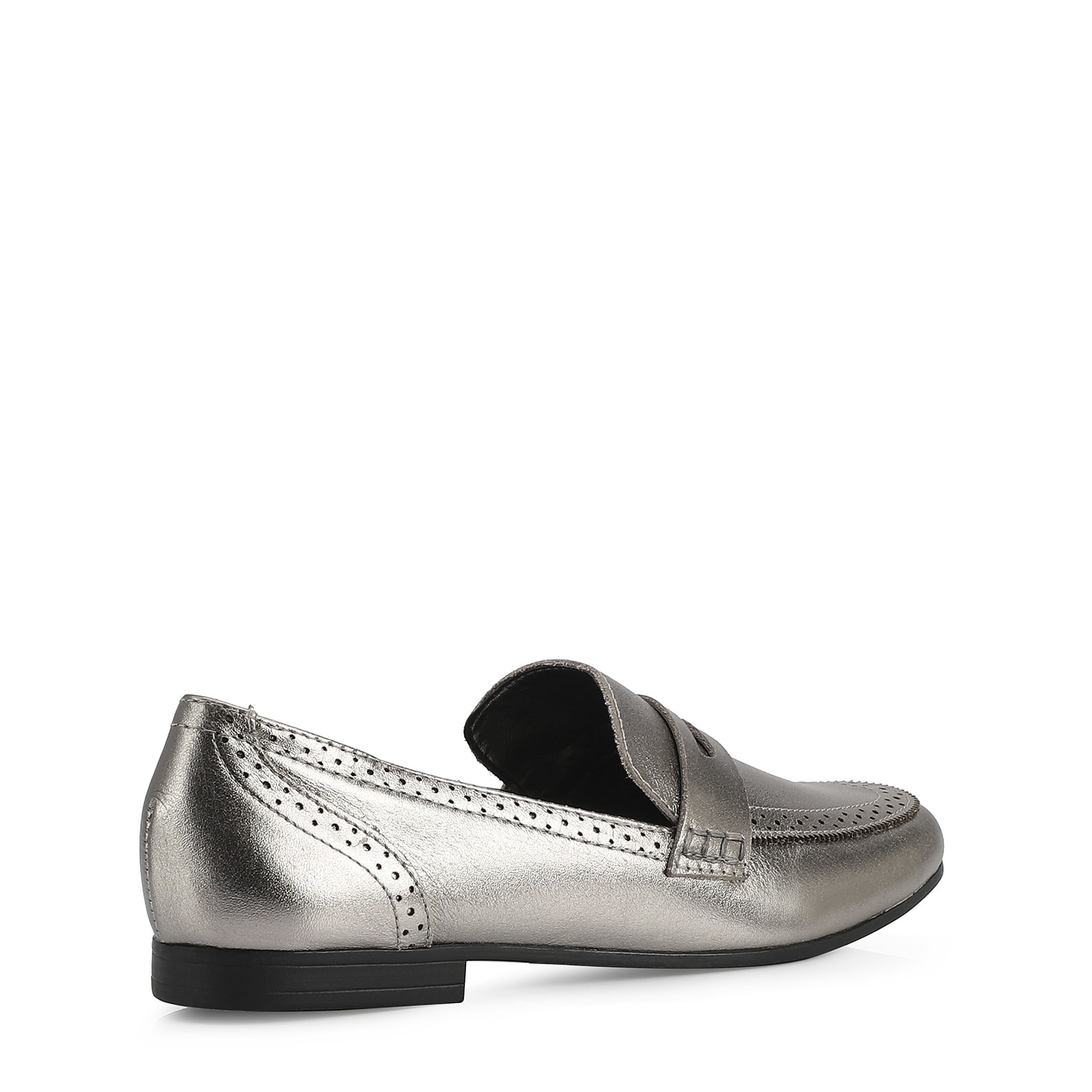 Mocassim Couro Prata