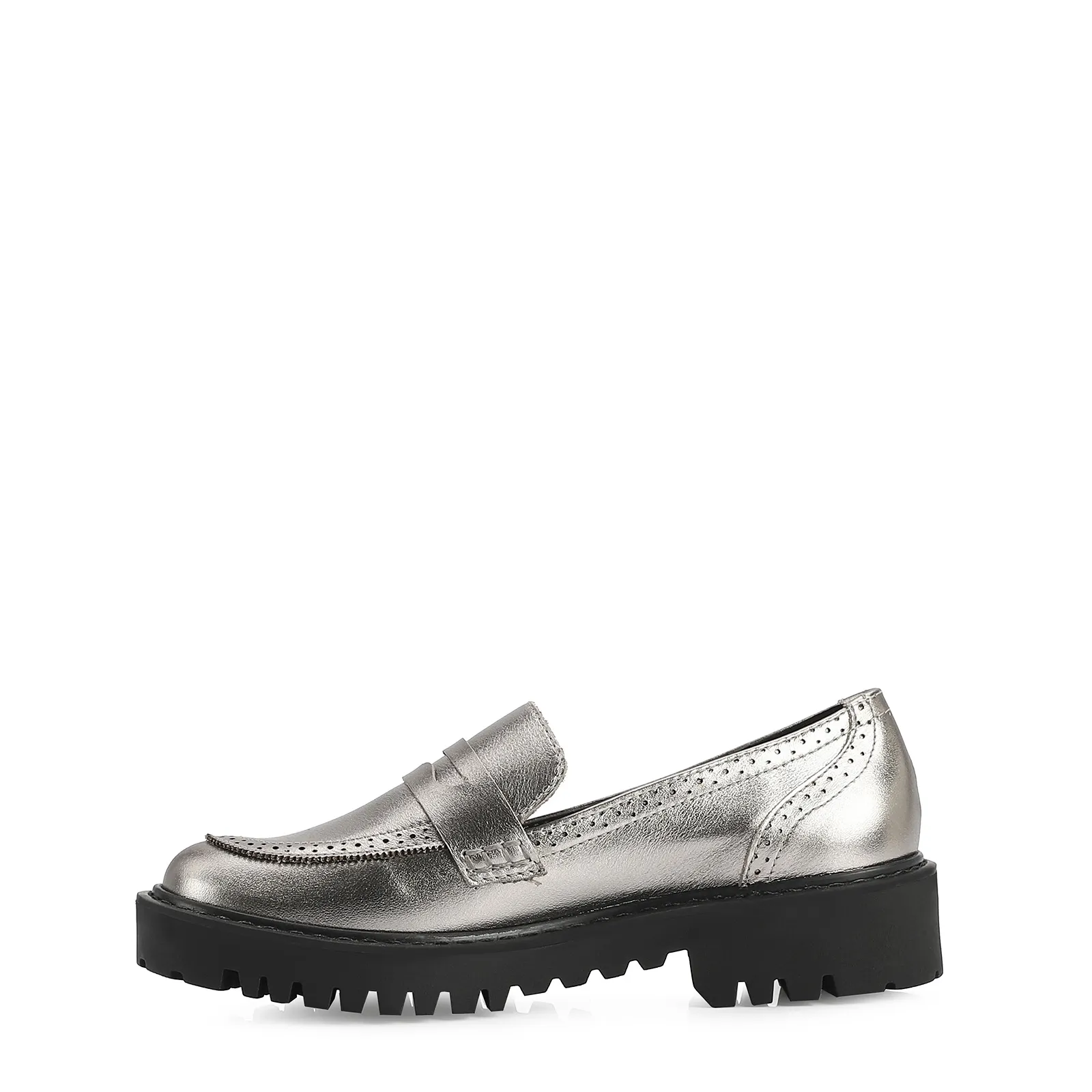 Mocassim Couro Prata