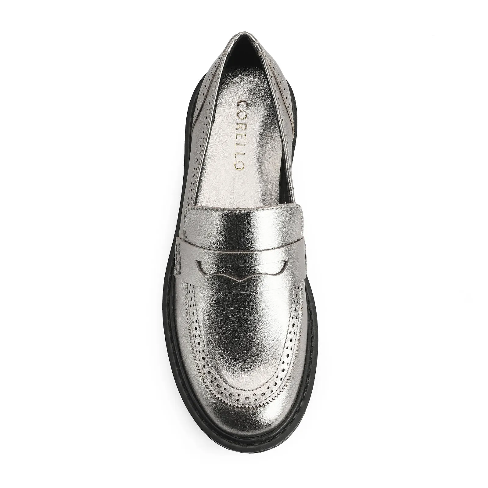 Mocassim Couro Prata