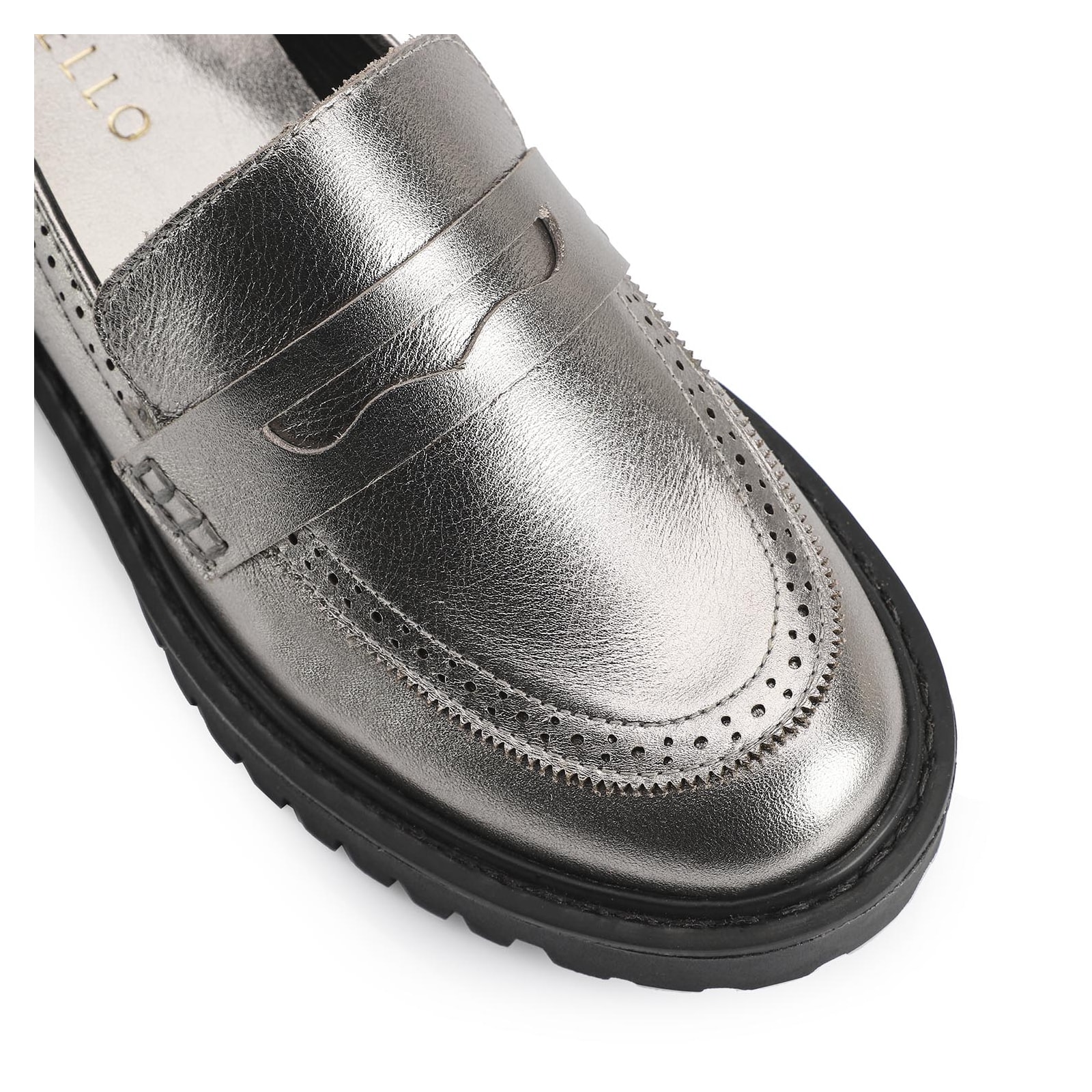 Mocassim Couro Prata