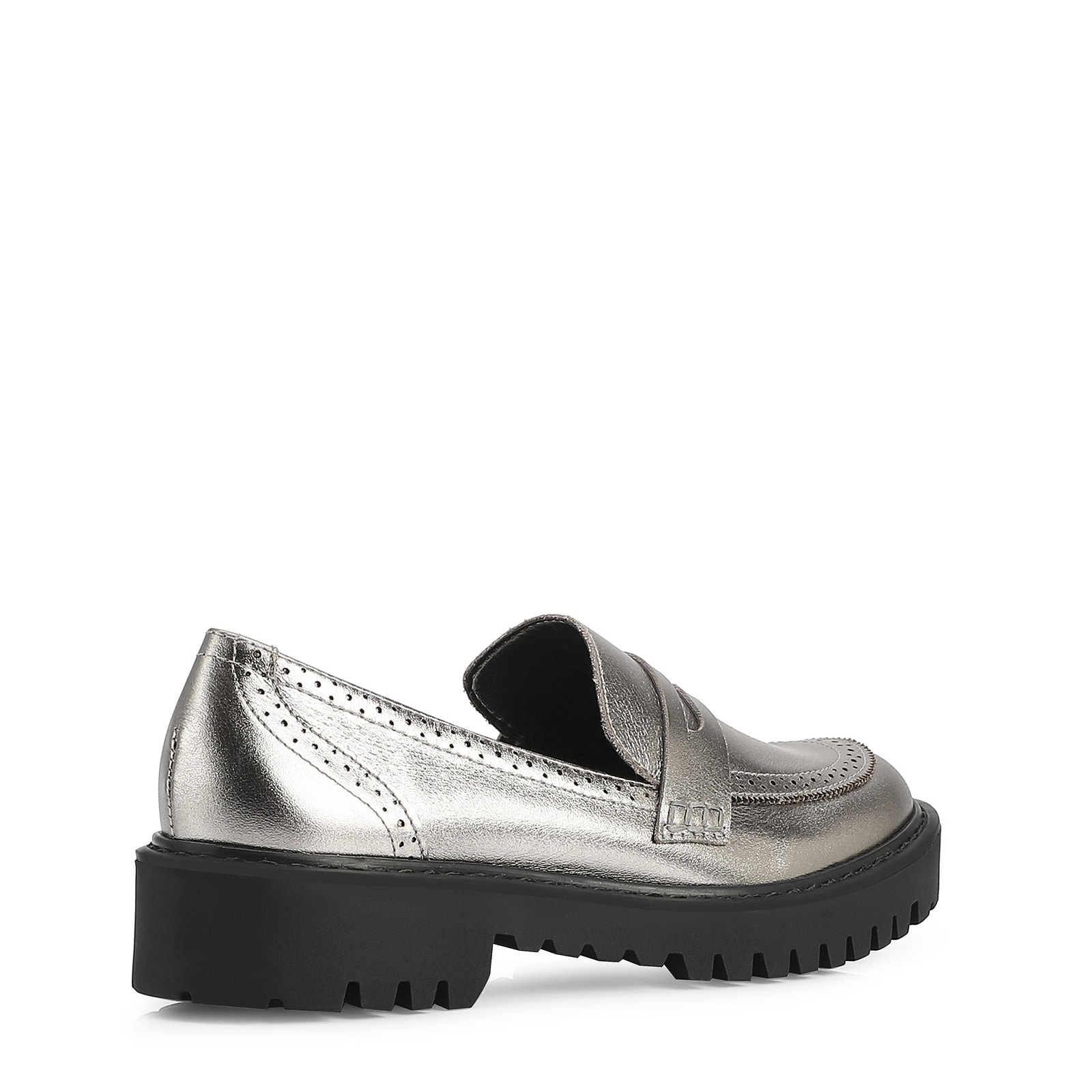 Mocassim Couro Prata