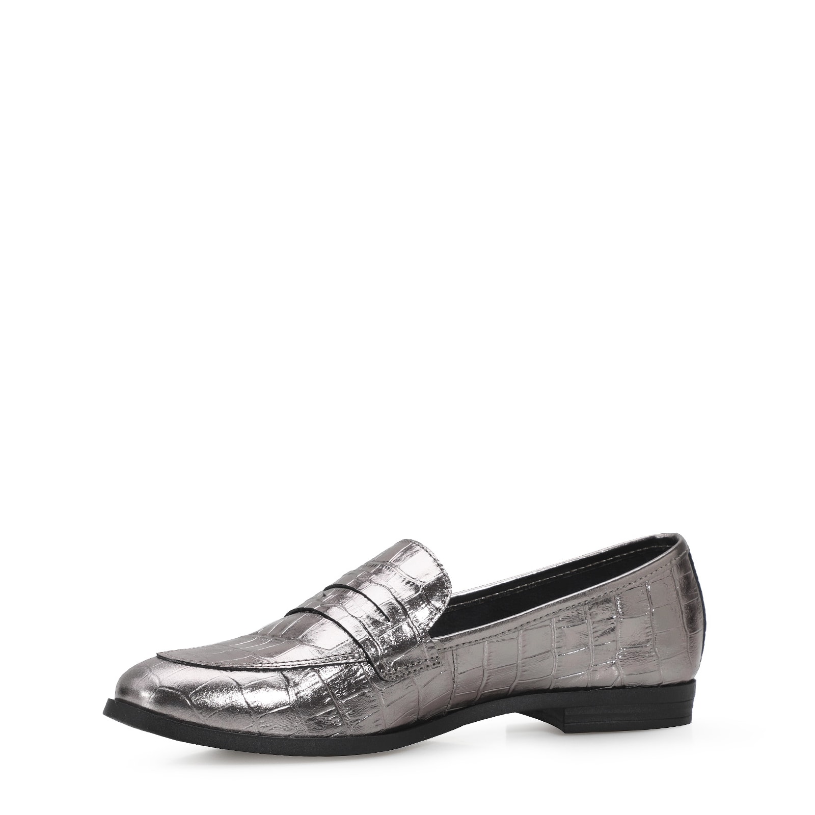 Mocassim Couro Prata